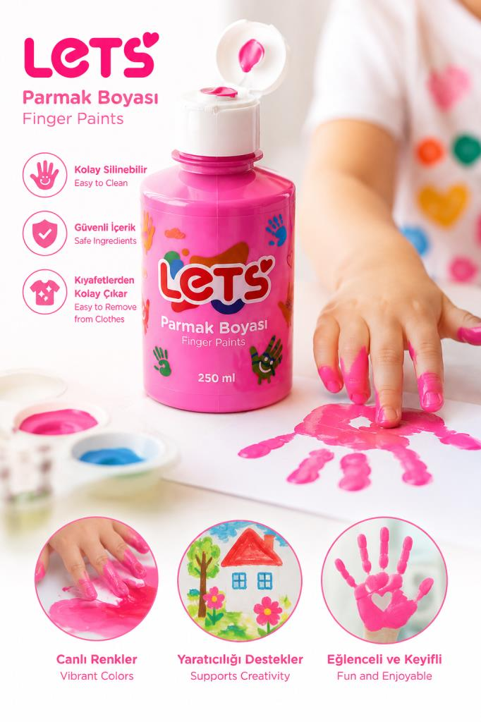 LETS PARMAK BOYASI 250ml. PEMBE L5610