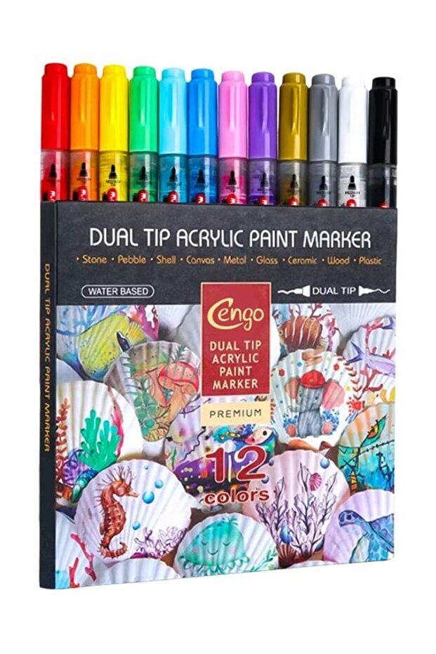CENGO AKRILIK MARKER 12 LI DUAL CGO-604