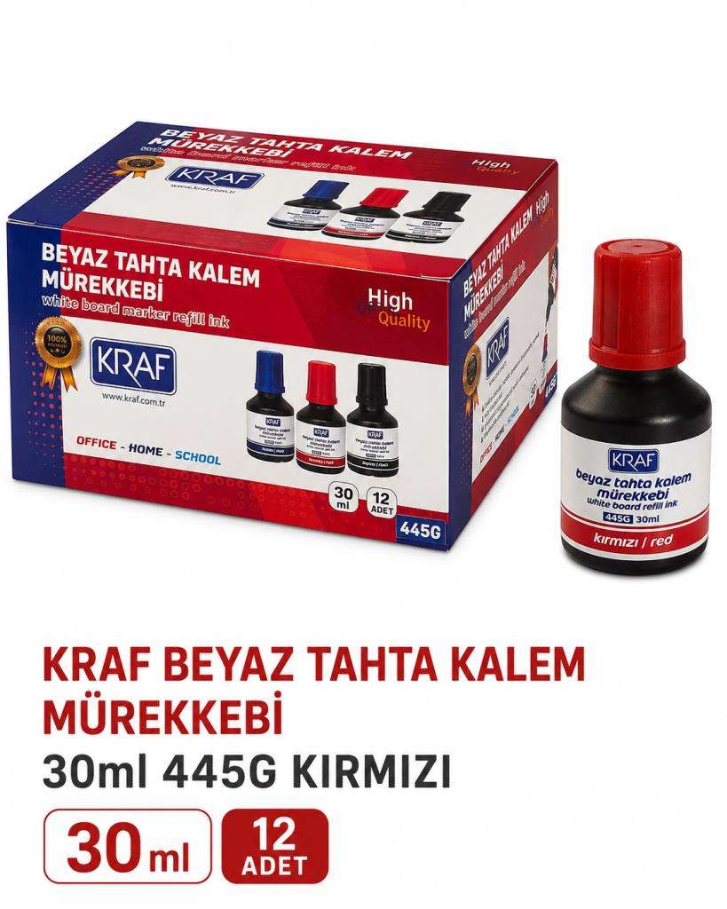 KRAF TAHTA KALEM MUREKKEBI 30 cc KIRMIZI12 LI KUTU