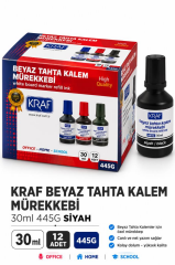 KRAF TAHTA KALEM MUREKKEBI 30 cc SIYAH 12 LI KUTU