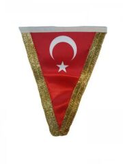 VATAN MASA BAYRAK SATEN SIMLI UCGEN 15x22.5cm.