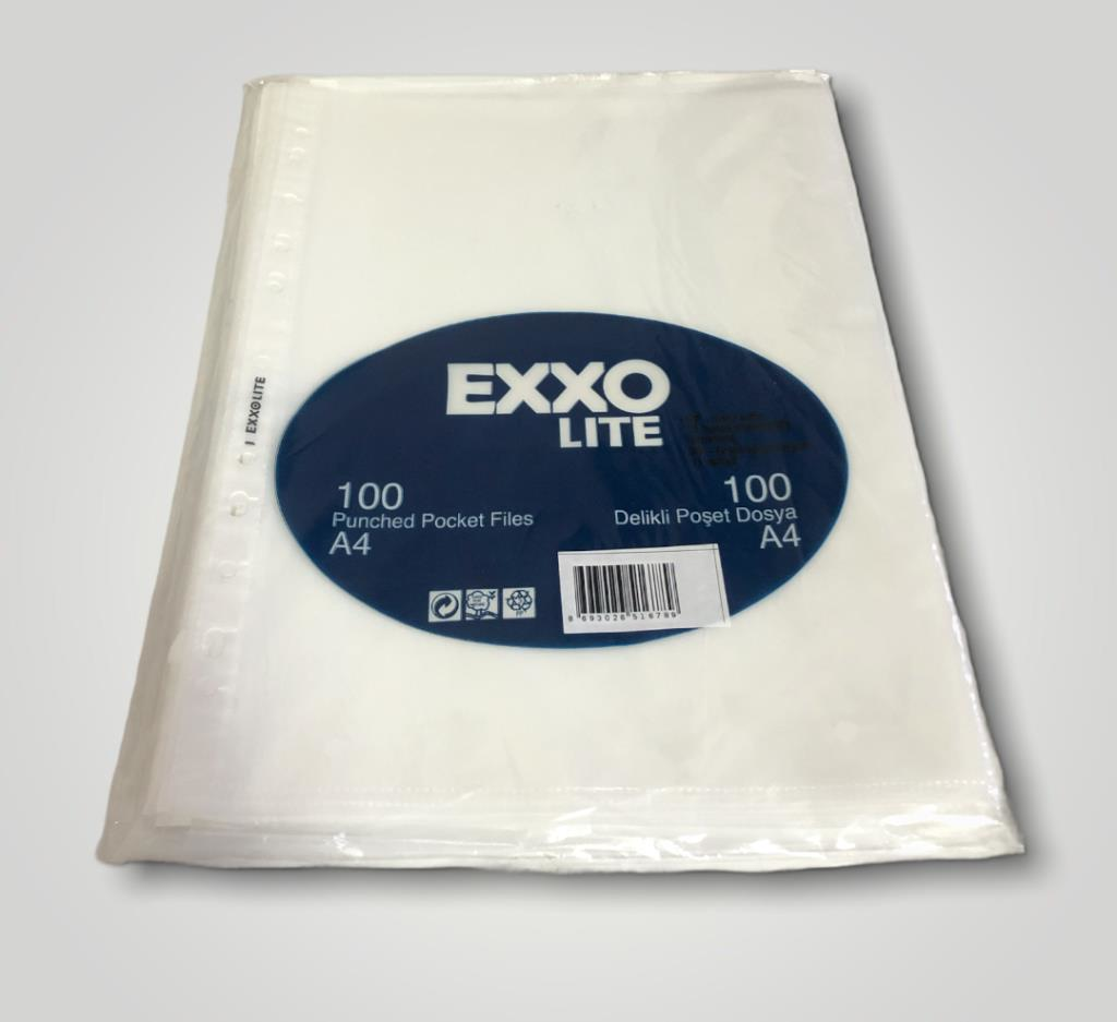 EXXO RENKLI PP POSET DOSYA BEYAZ A4 100LU
