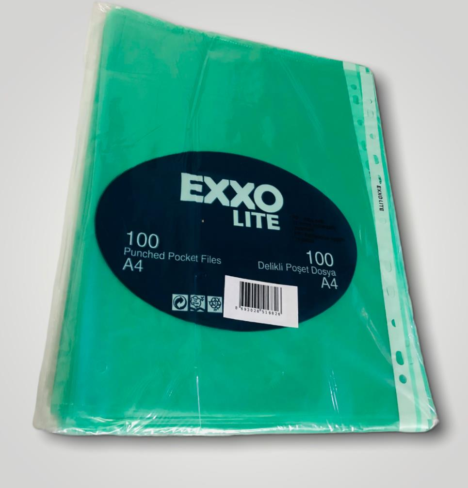 EXXO RENKLI PP POSET DOSYA ACIK YESIL A4 100LU
