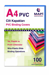 MAPI CILT KAPAGI PVC A4 160mic.KIRMIZI 100 LU