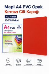 MAPI CILT KAPAGI PVC A4 160mic.KIRMIZI 100 LU