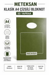 METEKSAN A4 BLOKNOT KARTON KAPAK CIZGILI 50 YP.