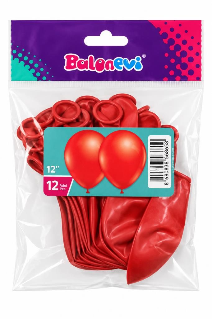 BALONEVI BALON 12 ınc METALIK KIRMIZI 12 LI