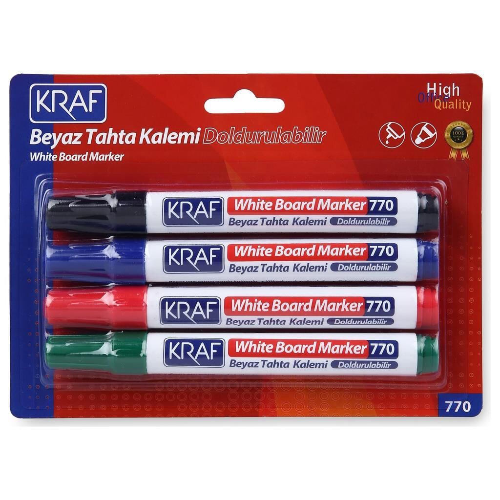 KRAF BEYAZ TAHTA KALEMI DOLDURULABILIR 770-4 4 LU