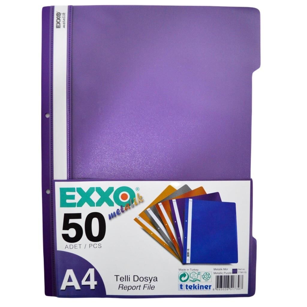 EXXO/DOSY TELLI DOSYA METALIK  MOR 50 LI