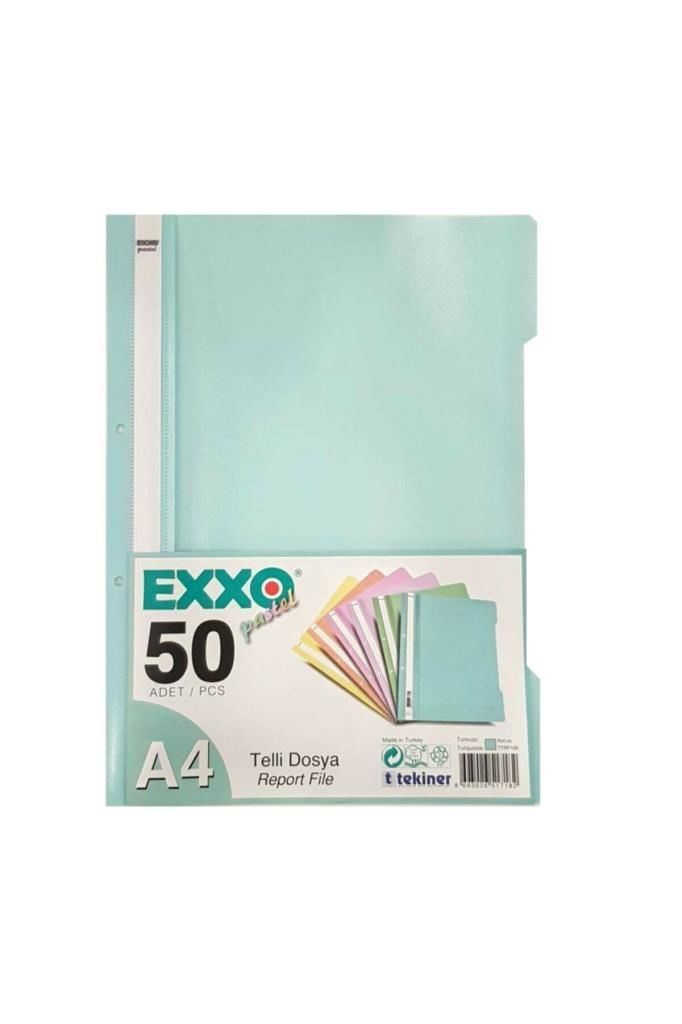 EXXO TELLI DOSYA TURKUAZ PASTEL 50 LI