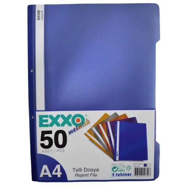 EXXO/DOSY TELLI DOSYA METALIK SAKS MAVISI 50 LI