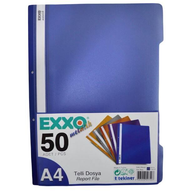 EXXO/DOSY TELLI DOSYA METALIK SAKS MAVISI 50 LI
