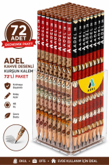 ADEL KAHVE DESENLI KURSUN KALEM 72 LI