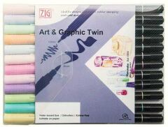 ZIG ART&GRAPHIC TWIN TUT-80/12VPA 12LI PASTEL