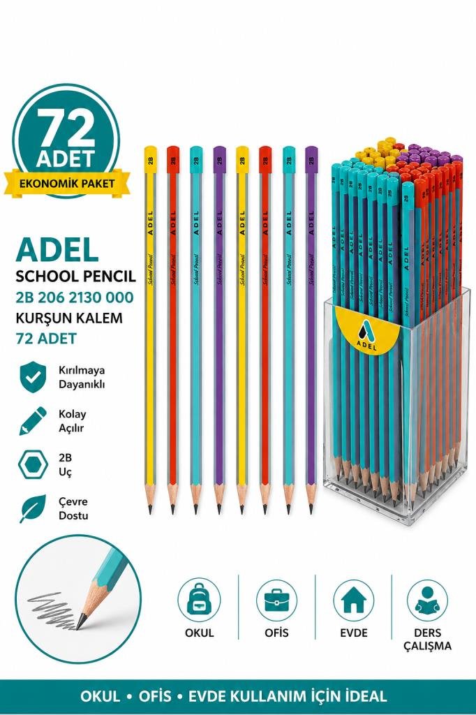 ADEL KURSUN KALEM SCHOOL PENCIL 2B 72LI