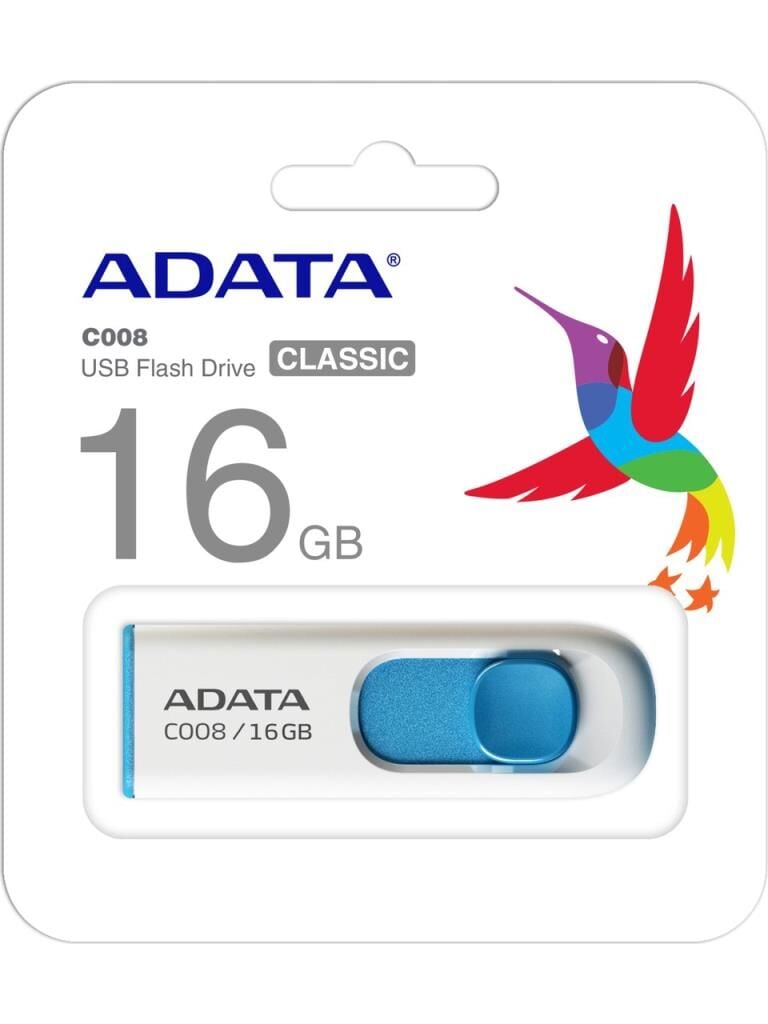 ADATA C008/16GB USB 2.0 CLASSIC WHITE+BLUE FLASH
