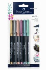 FABER KECELI KALEM METALIK KARISIK RENK 6 LI