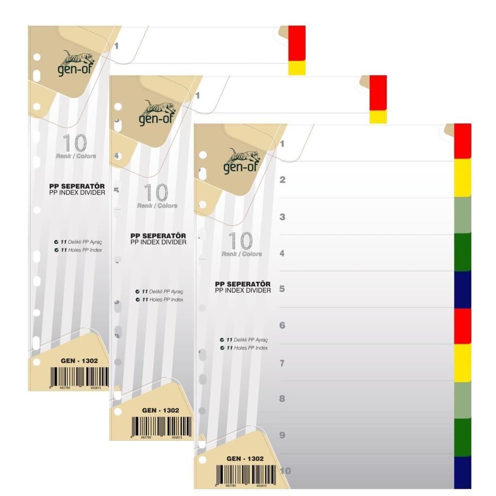 GEN-OF SEPERATOR PLASTIK A4 10 RENK (GEN-1032)
