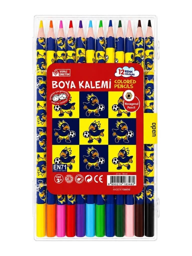 FATIH KURU BOYA 12 RENK CANTALI TARAFTAR KANARYA