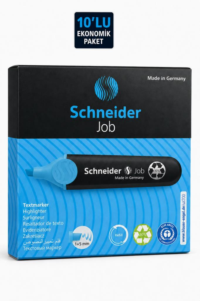 SCHNEIDER JOB FOSFORLU KALEM  MAVI 10 LU KUTU