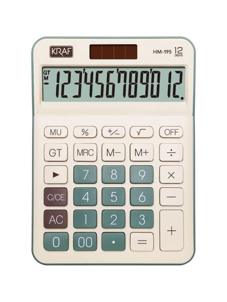KRAF HESAP MAKINESI MASAUSTU 12 HANE HM-195G YESIL