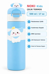 NOKI KIDS CIFT AGIZLI CELIK MATARA 500ml MAVI