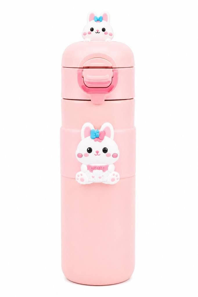 NOKI KIDS CIFT AGIZLI CELIK MATARA 500ml PEMBE