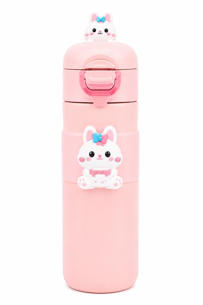 NOKI KIDS CIFT AGIZLI CELIK MATARA 500ml PEMBE