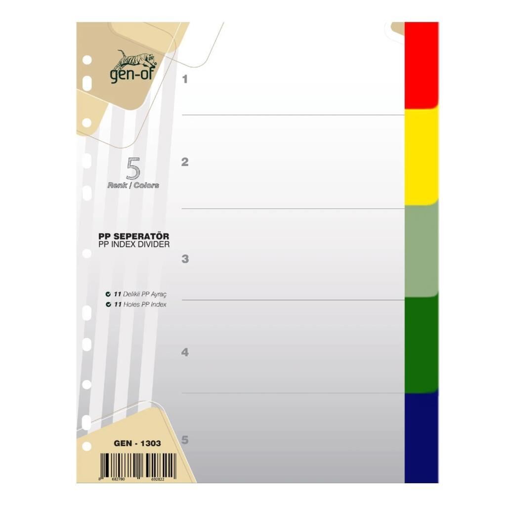 SEPERATOR GEN-OF PLASTIK A4 5 RENK (1303)