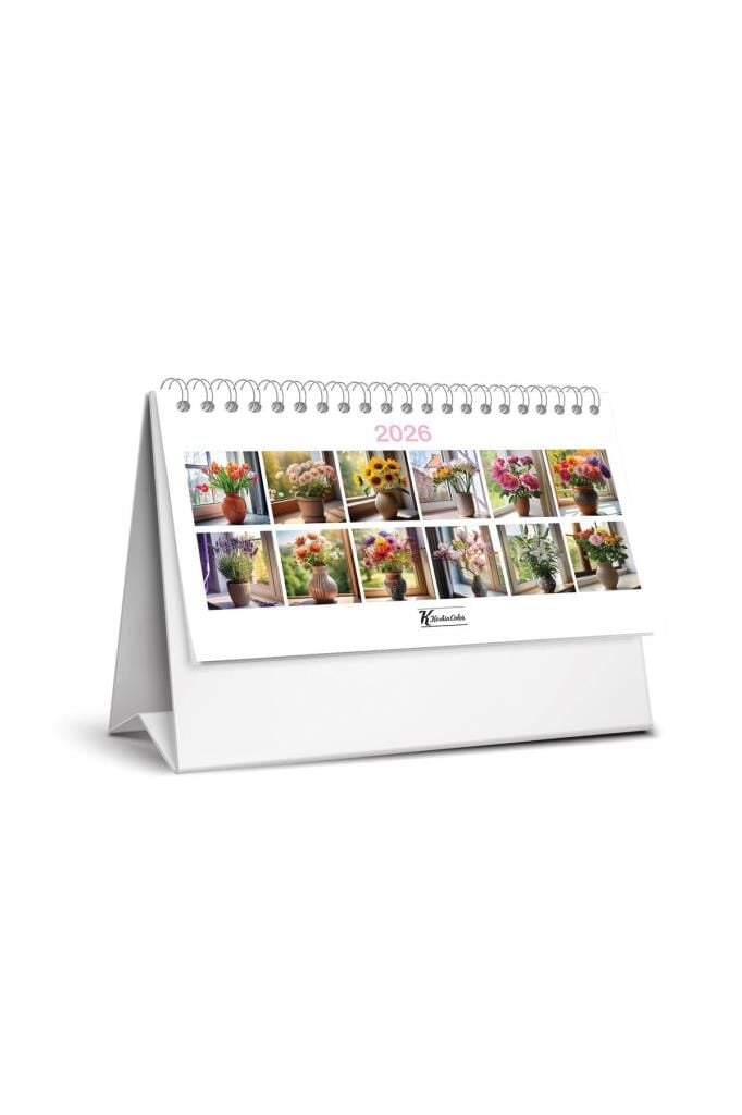 KESKIN MASA TAKVIMI UCGEN 2026 CICEK MTK-822