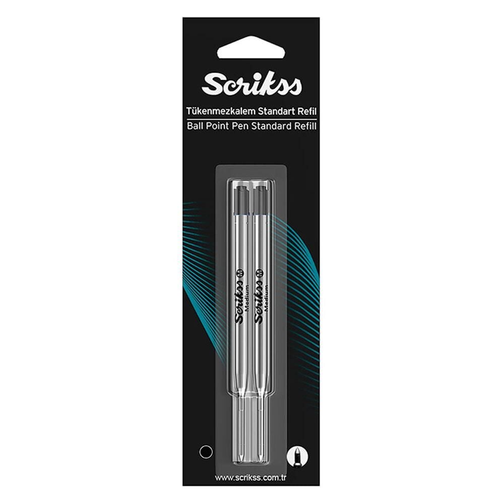 SCRIKSS TUKENMEZ KALEM D1  REFIL KISA SIYAH 2 LI