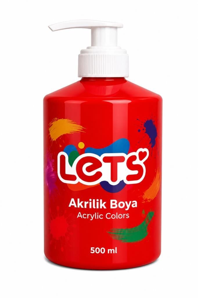 LETS AKRILIK BOYA 500 ML KIRMIZI L5303