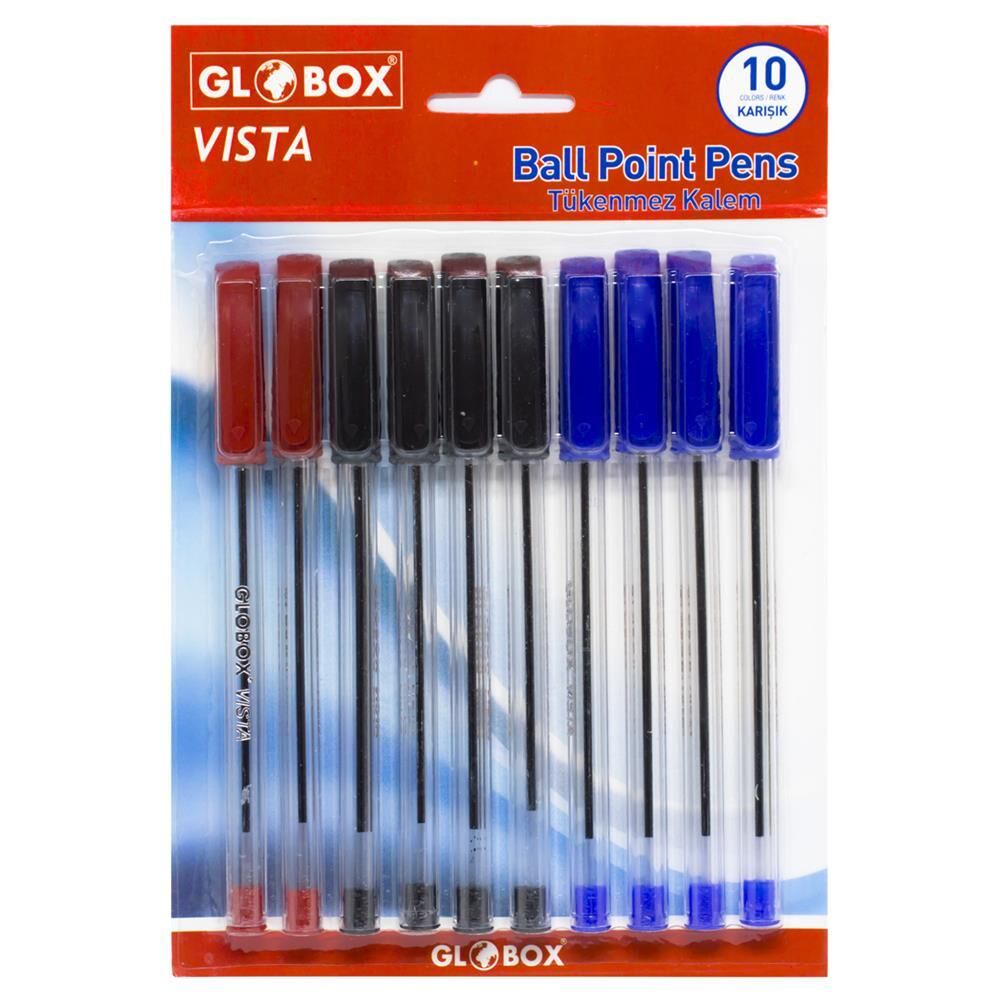 GLOBOX VISTA TUKENMEZ KALEM KARISIK 10 LU (6112)