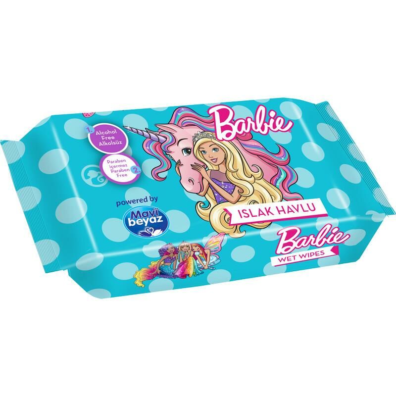 MAVI BEYAZ ISLAK MENDIL BARBIE 60 LI