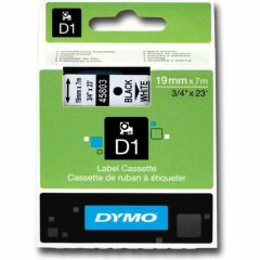 DYMO ETIKET MAK.SER. D1 19mmx7m BEYAZ/SIYAH(45803)