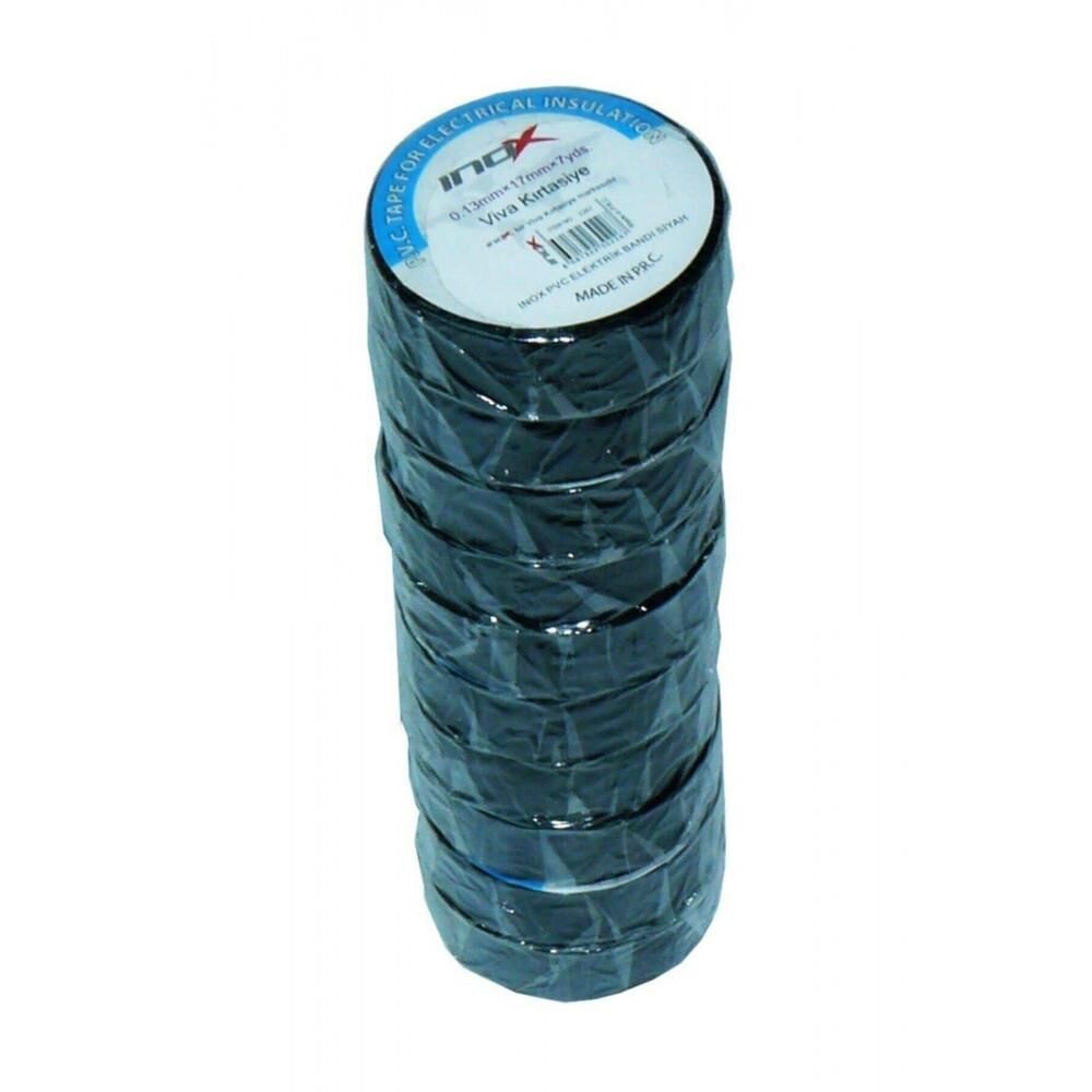 INOX EXTRA YAPISKANLI ELEKTRIK BANTI SIYAH 10LU