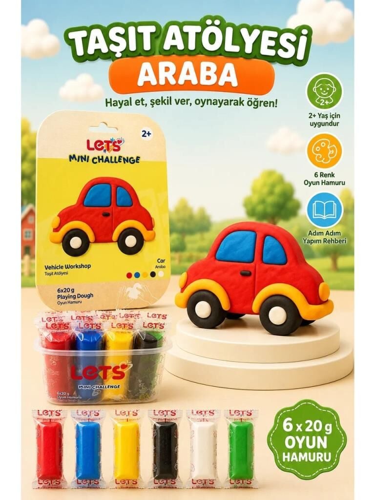 LETS OYUN HAMURU TASIT ATOLYESI ARABA 6x20g 1045