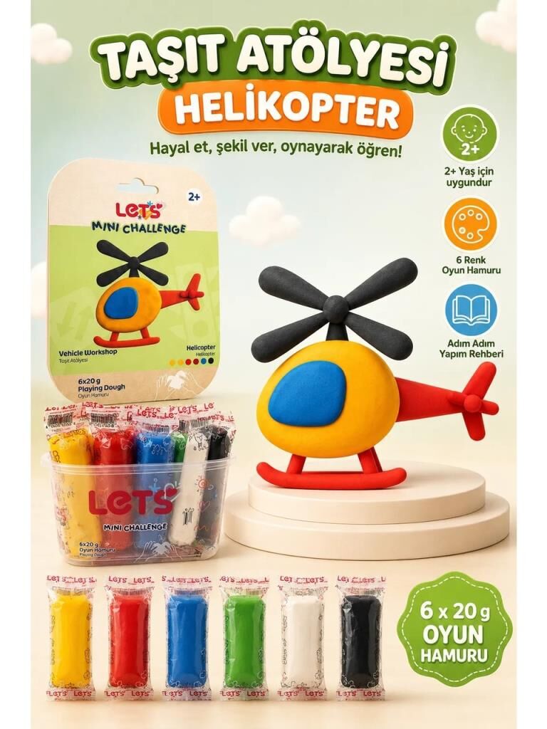 LETS OYUN HAMURU TASIT ATOLYESI HELIKOPT 6x20g1044
