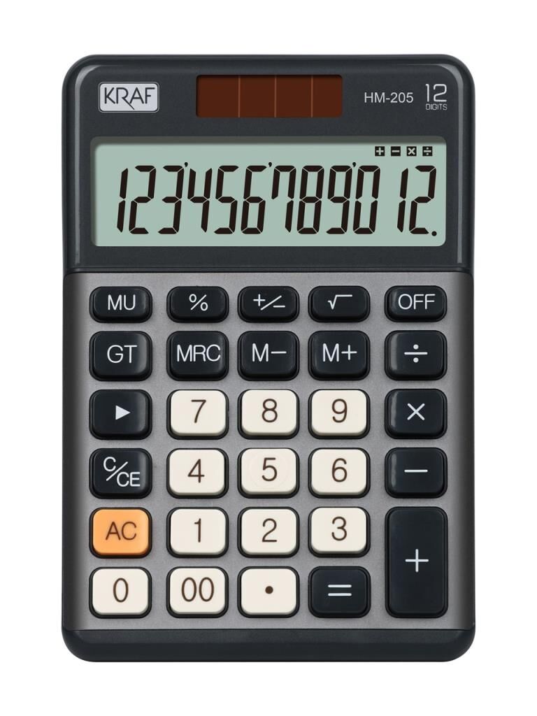 KRAF HESAP MAKINESI 12 HANE HM-205 GY KOY GRI
