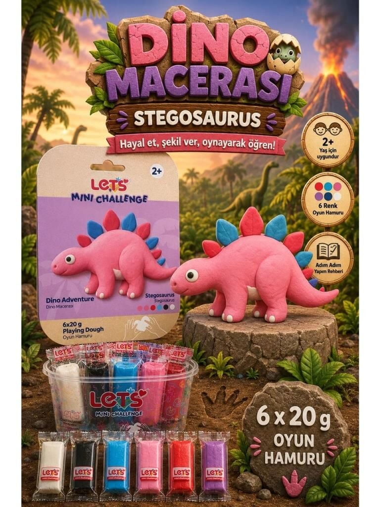 LETS OYUN HAMURU DINO MACERASI STEGOSAUR 6x20g1026