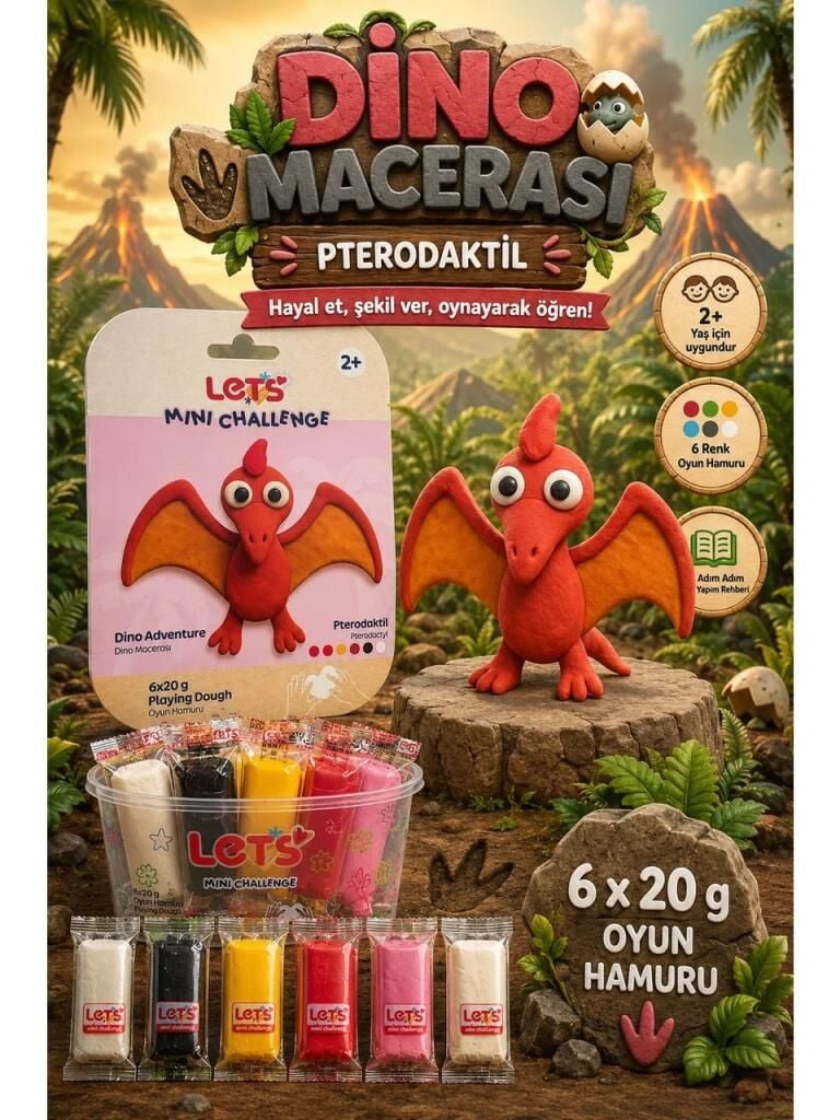 LETS OYUN HAMURU DINO MACERASI PTERODAKT 6x20g1022
