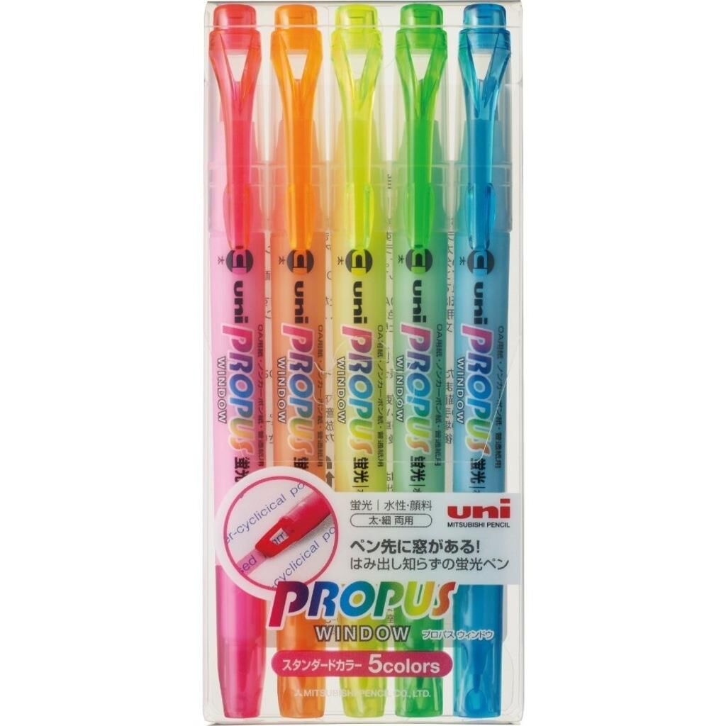 UNI FOSFORLU KALEM PROPUS 5 LI PVC SET (PUS102T5C)