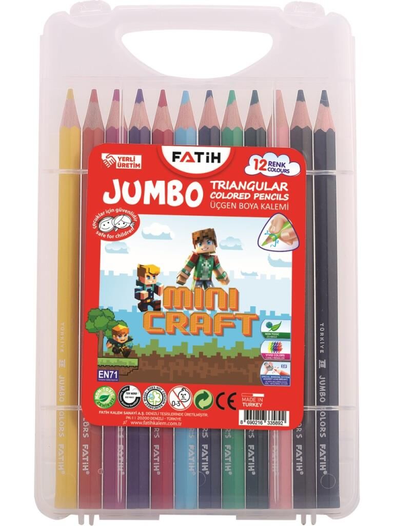 FATIH M.CRAFT KURU BOYA UCGEN JUMBO 12 LI CANTALI