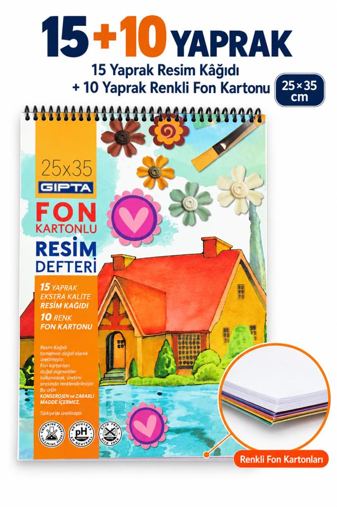 GIPTA 25X35 FON KARTONLU RESIM DEFTERI 10+15(2531)