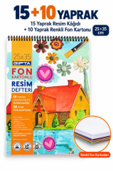 GIPTA 25X35 FON KARTONLU RESIM DEFTERI 10+15(2531)