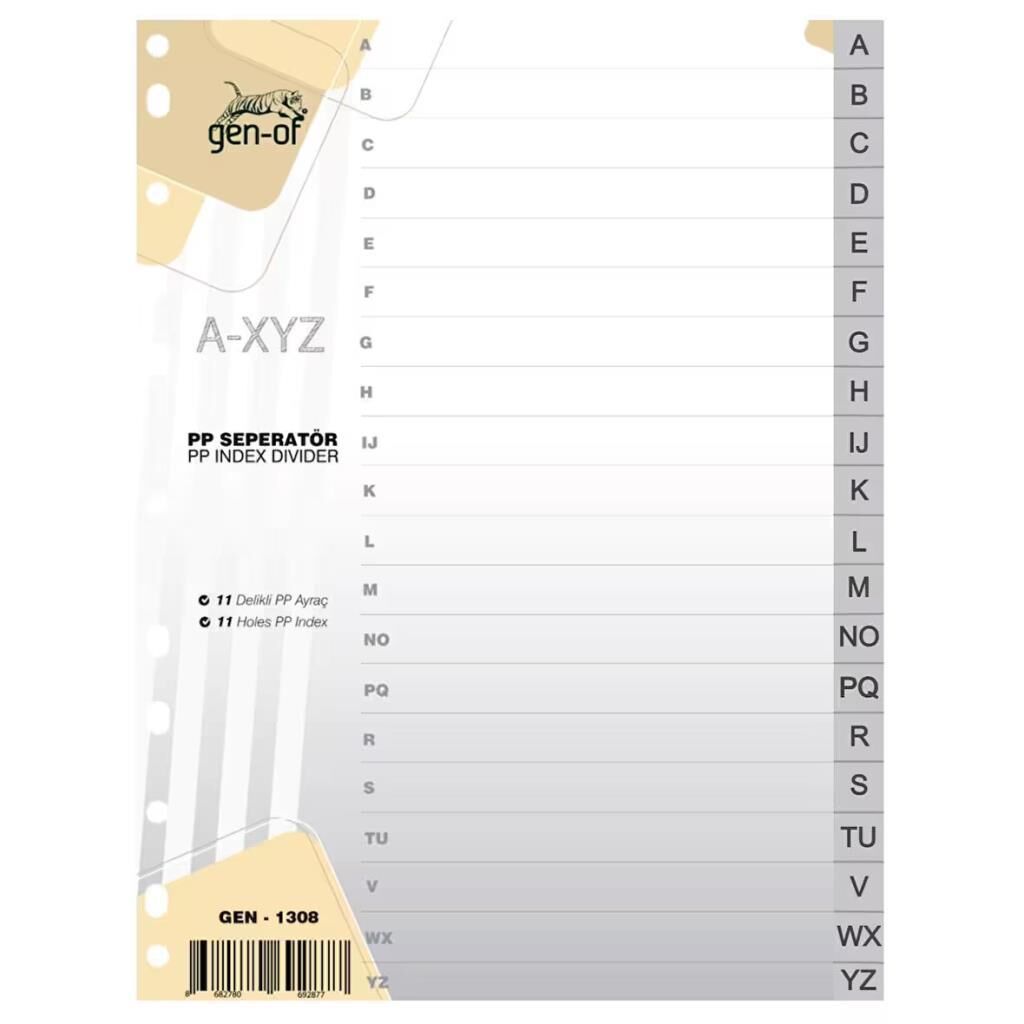 GEN-OF SEPERATOR  PLASTIK A4 A-Z HARF (GEN-1308)