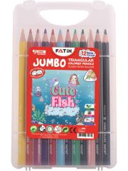 FATIH C.FISH KURU BOYA UCGEN JUMBO 12 LI CANTALI