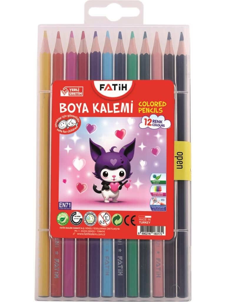 FATIH HELLO KIDS KURU BOYA TAM BOY 12 LI CANTALI