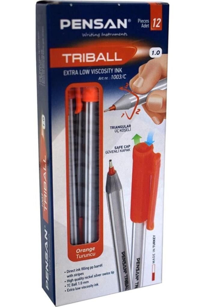 PENSAN TUKENMEZ KALEM TRIBALL TURUNCU 12 LI