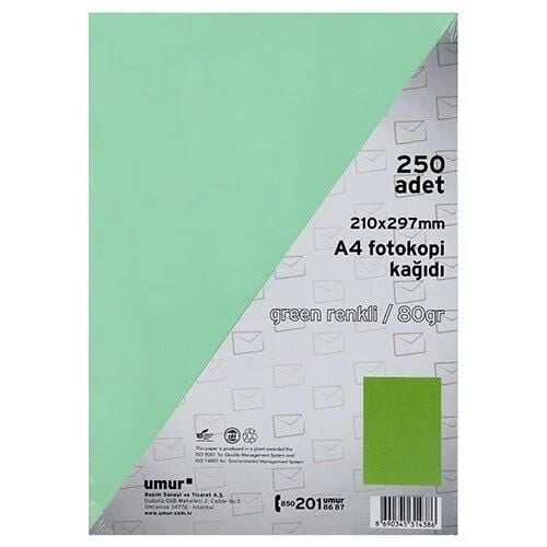 UMUR A4 RENK FOTO KAGIT YESIL 250 LI(190)